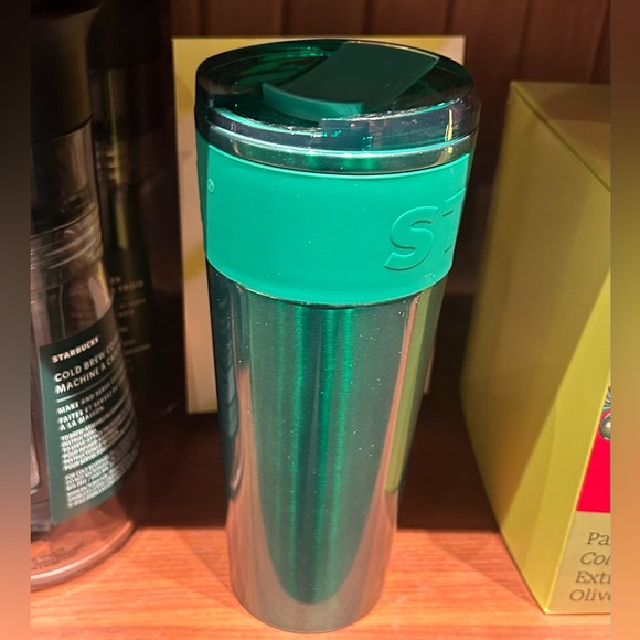 Starbucks Green Cold Brew Cup Glitter Stainless Steel Rubber Grip Tumbler 2024 - Picture 12 of 15